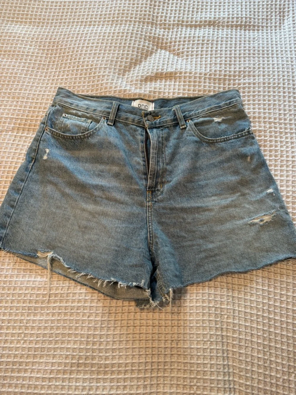 Urban Outfitters BDG Women's Distressed High-Rise Denim Shorts - Light Blue Wash